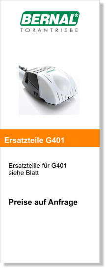 Ersatzteille fr G401  siehe Blatt    Preise auf Anfrage     Ersatzteile G401