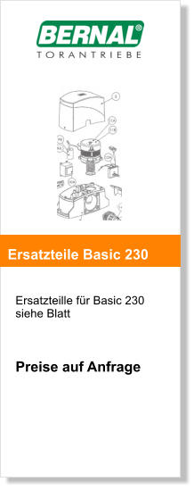 Ersatzteille fr Basic 230  siehe Blatt    Preise auf Anfrage     Ersatzteile Basic 230